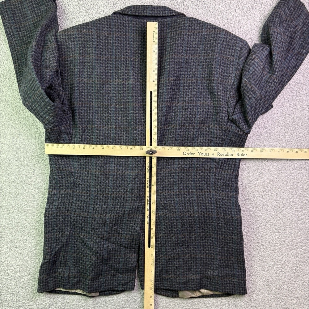 VTG Christian Dior Blazer Mens 42R Blue Wool Coat Houndstooth Plaid Jacket - Picture 7 of 12